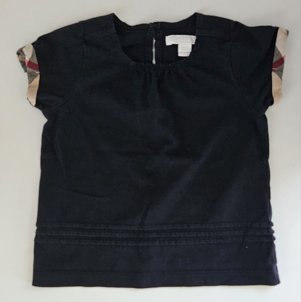 Navy Blue Burberry Toddler Girls Shirt Size 4Y EUC